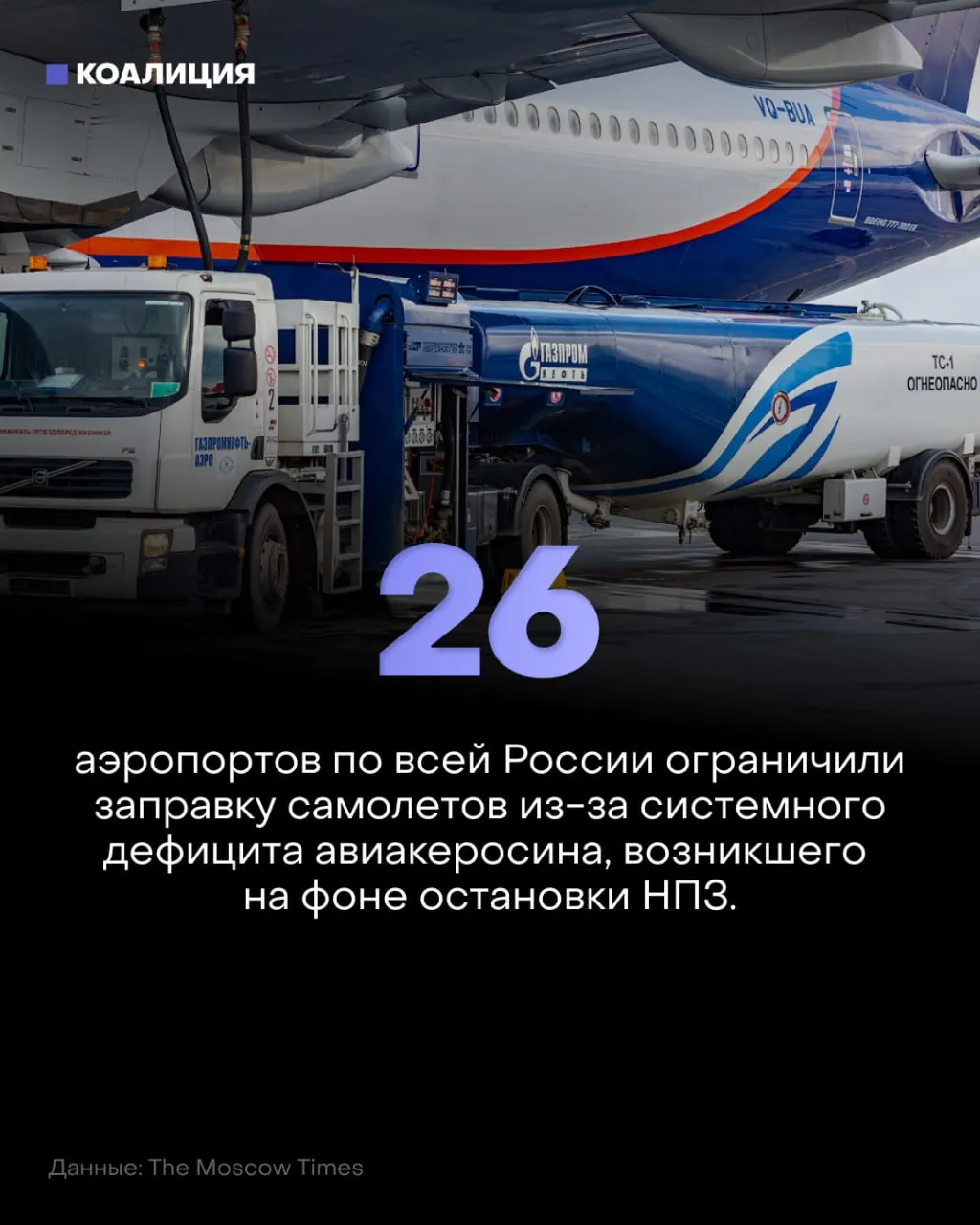 Из-за ограничений на поставки авиакеросина в 26 аэропортах снизили заправку самолётов. Режимы ограничений введены по всей стране, экспорт топлива частично запрещён.