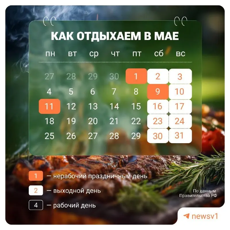 С 9 по 11 мая объявлены официальные нерабочие дни в честь Дня Победы.