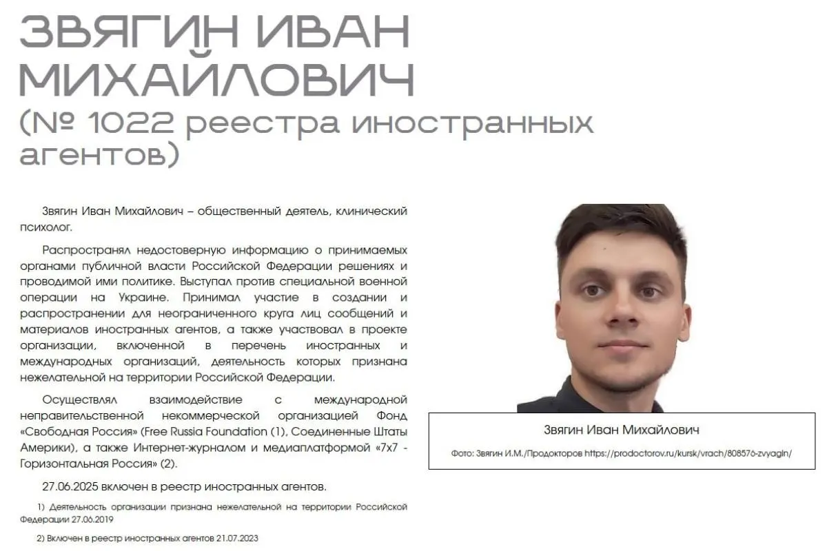 Звягин требует признать публичную классификацию профессий и включение его в «выставку» иноагентов дискриминацией и нарушением конституционных прав; в иске он называет действия ведомства превышением полномочий и нарушением презумпции невиновности.