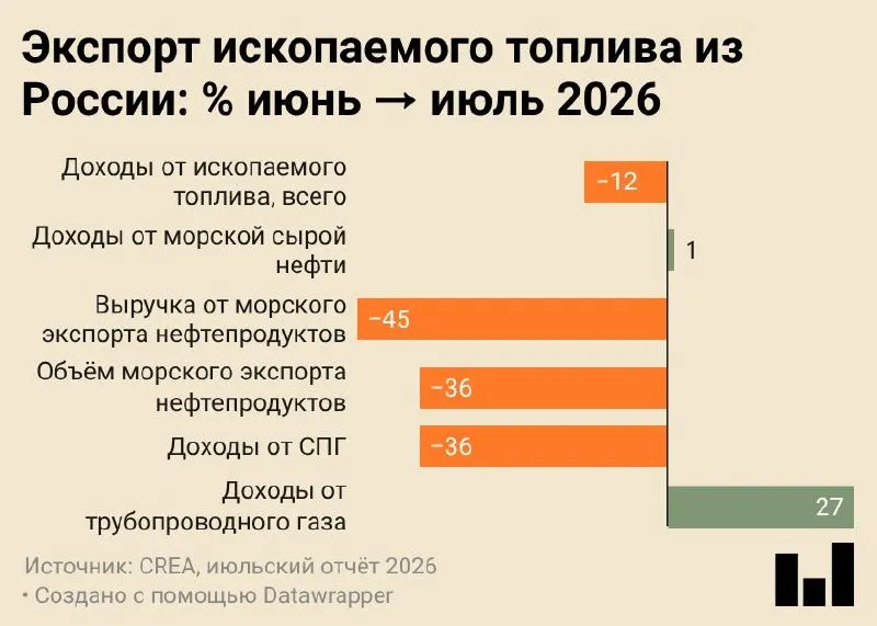 Июльский отчёт показывает резкое снижение поставок и выручки на фоне ударов по инфраструктуре и переориентации сырья на внутреннюю переработку.